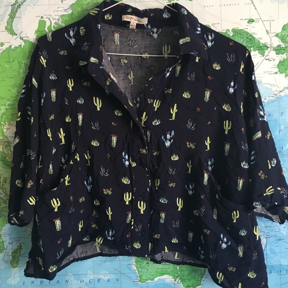 Cactus Crop Top Hawaiian shirt