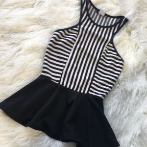 Black and White Stripped Racerback Tank