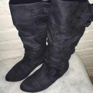 Steel Grey With Buckle Details High Boots