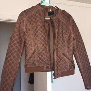 Brown, faux leather jacket