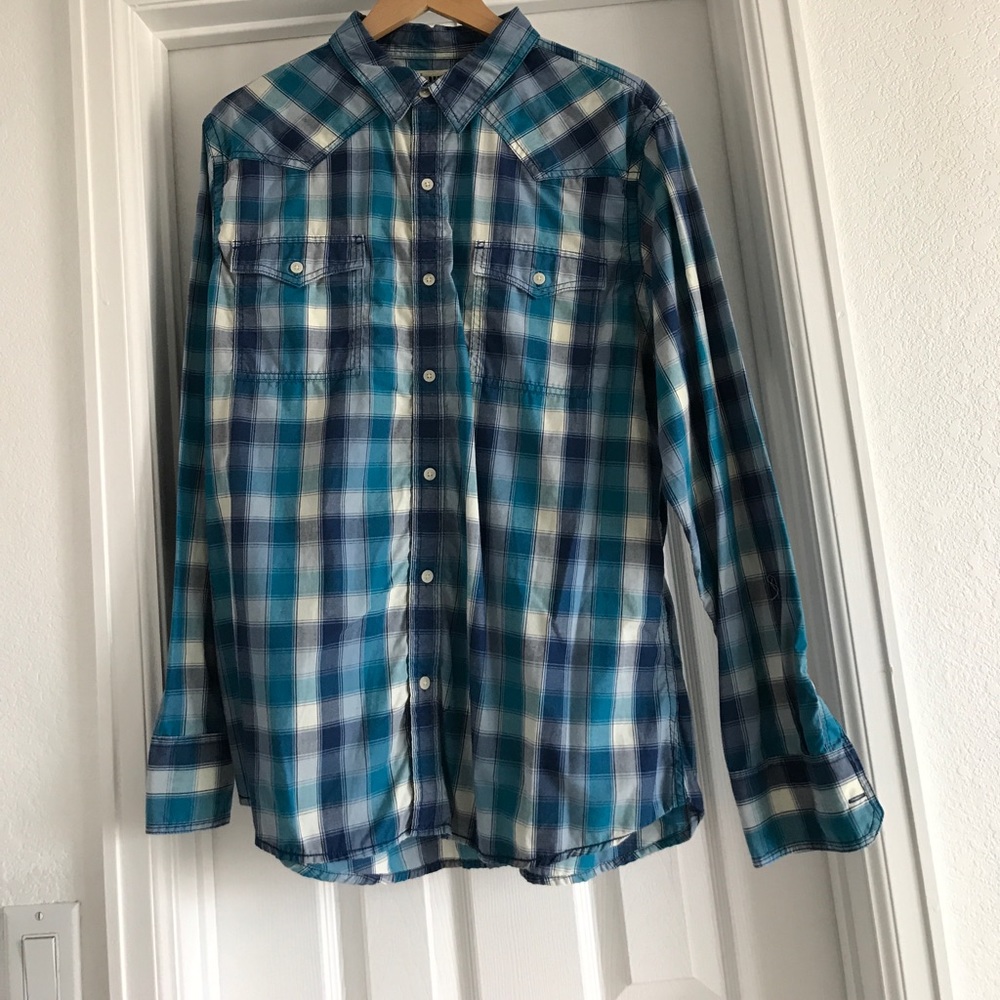 Blue Plaid Button Down Shirt