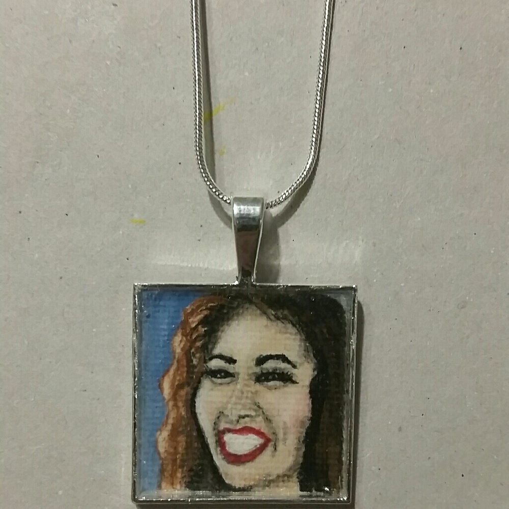 Hand painted pendant necklace charm