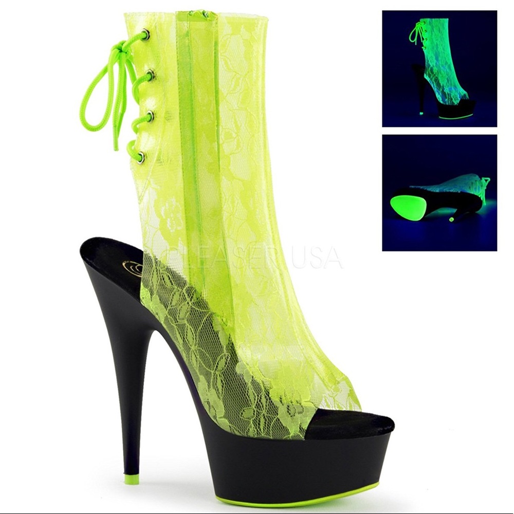 Pleaser Women Ankle booties 💚🤑 neon lime/black