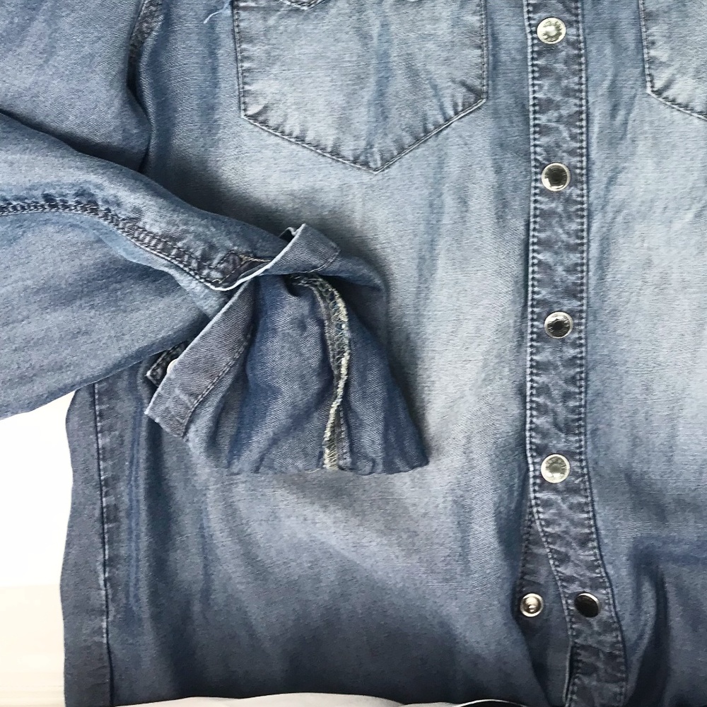 Studded Collar Denim Top - Picture 3 of 6