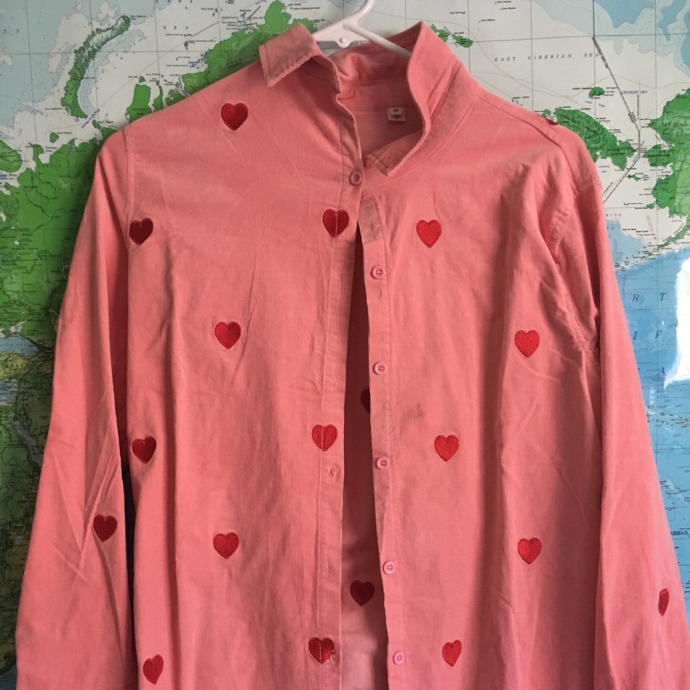 Super cute pink heart flannel