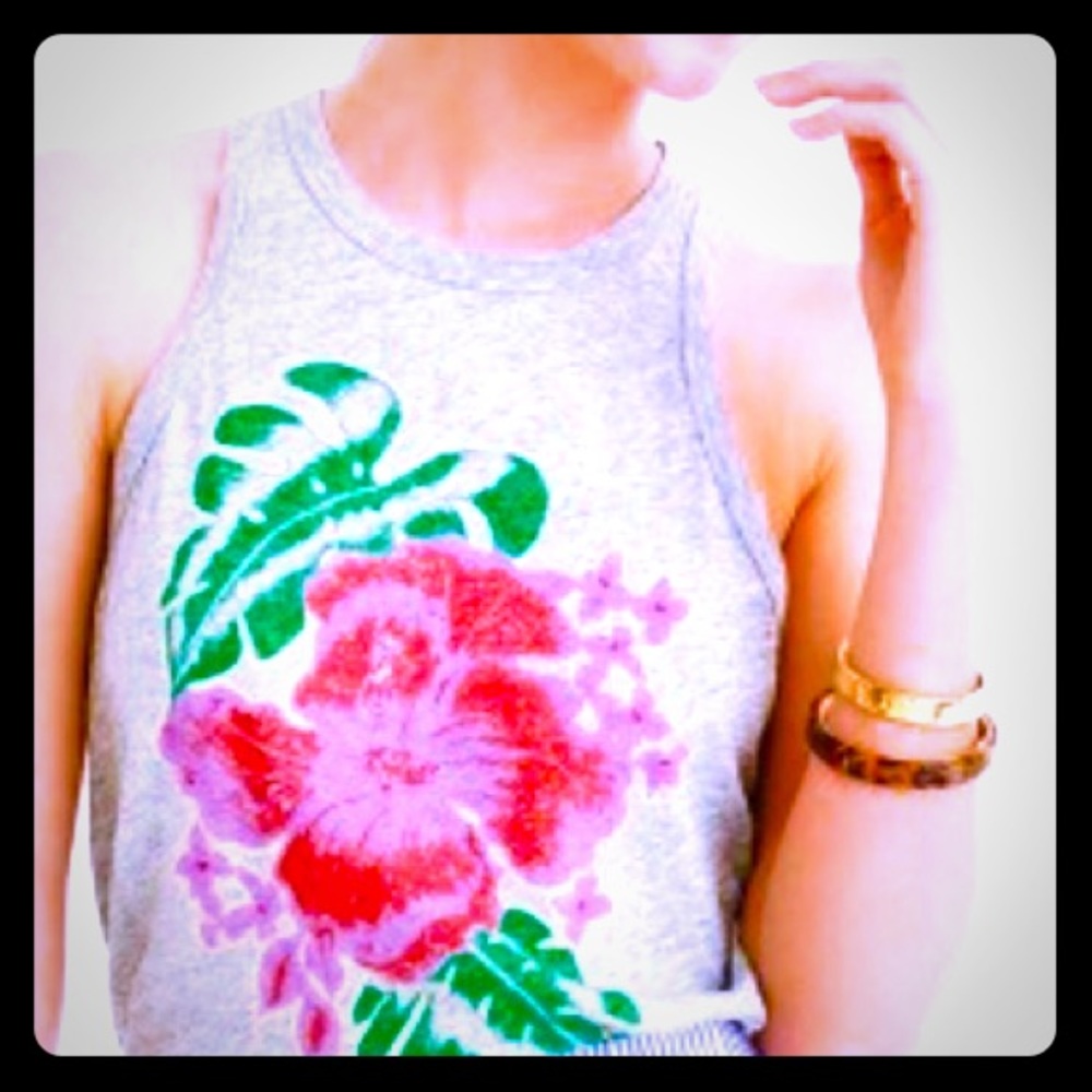 J. CREW Tropical floral tank top hthrd graphite