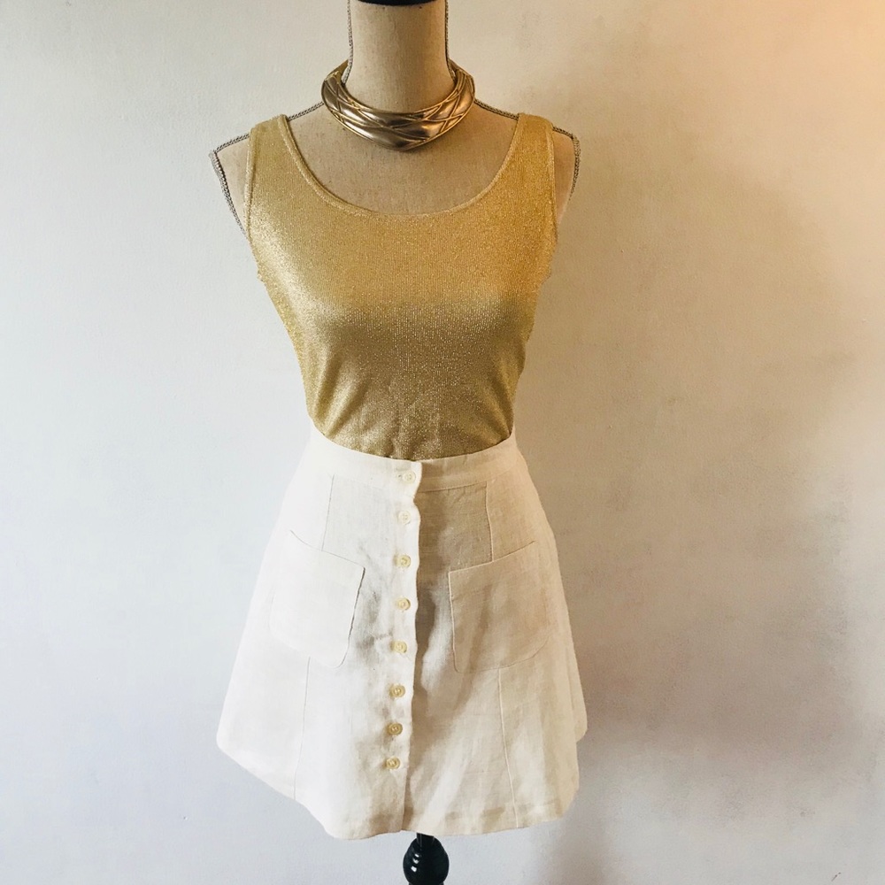 Vintage Cream Linen Skirt