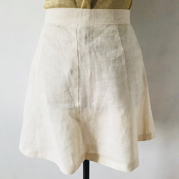 Vintage Cream Linen Skirt - Picture 3 of 7