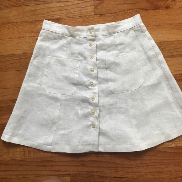 Vintage Cream Linen Skirt - Picture 6 of 7