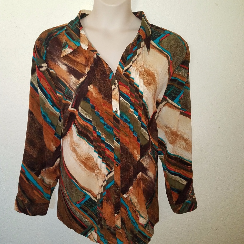 HP Geometric Office Career Button Down Shirt 22 24