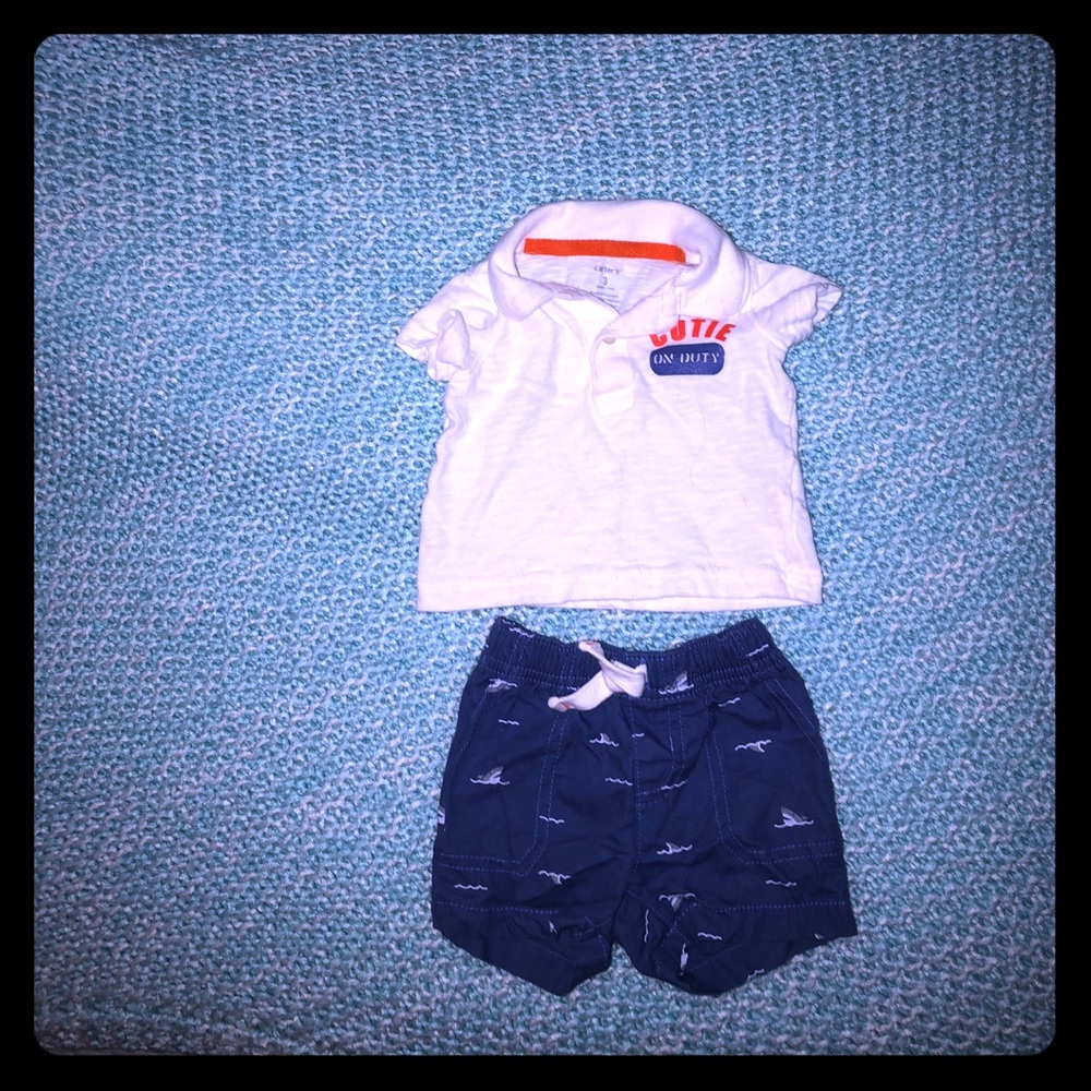 EUC Carter’s Cutie on Duty 3 Month Polo and Shorts