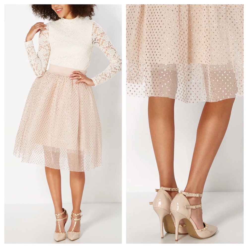 Gold polka dot tulle tutu skirt