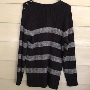 Charter Club Black and Silver Gray Sweater 2XL