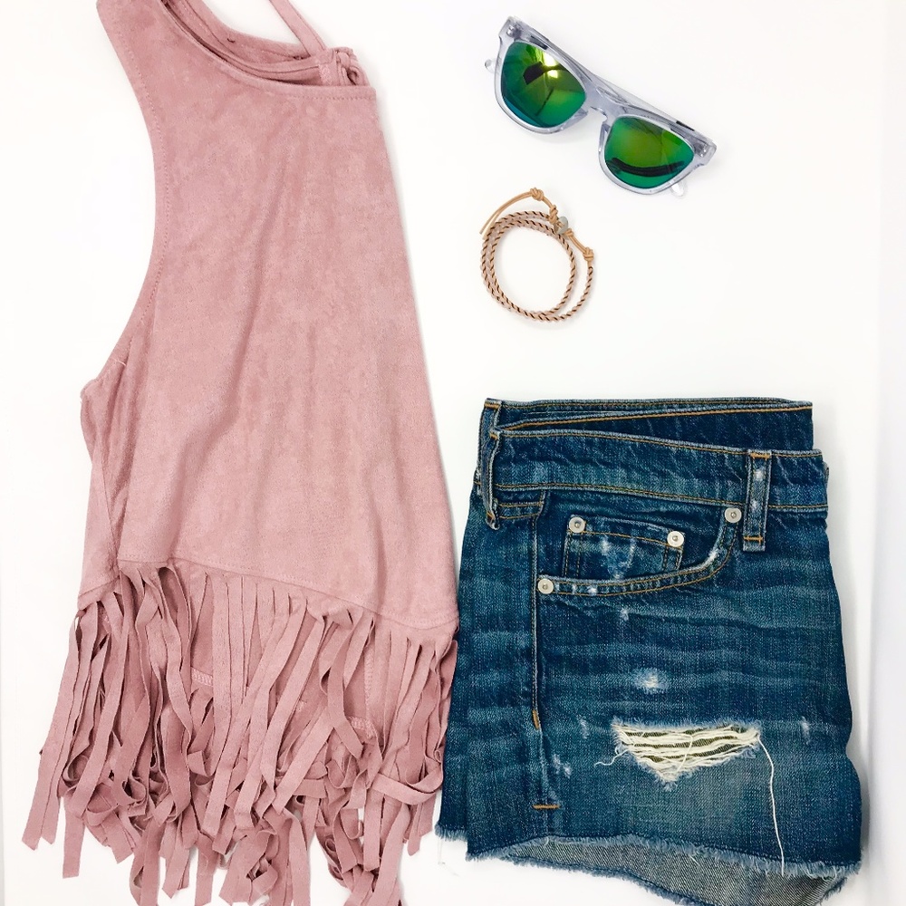 NWOT UltraSuede Fringe Top