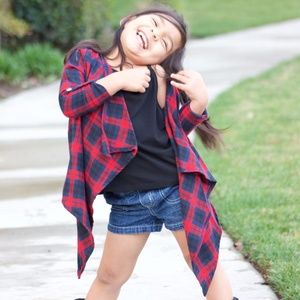 ❤️Boutique - Flowy High Low Flannel Cardigan