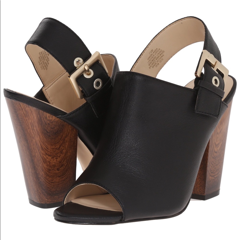 NWT Nine West Peep Toe Mules Size 8