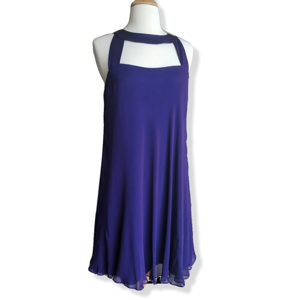 Deep purple silk chiffon shift dress