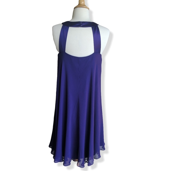 Deep purple silk chiffon shift dress - Picture 4 of 6