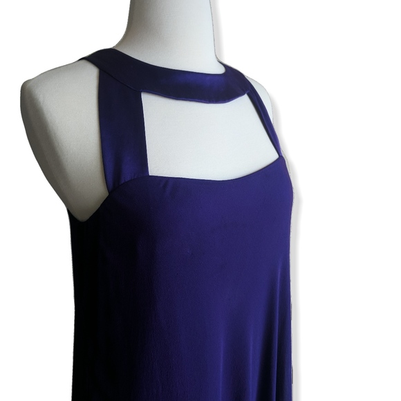 Deep purple silk chiffon shift dress - Picture 2 of 6