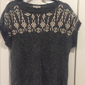 Madewell grey sweater with floral detail size M