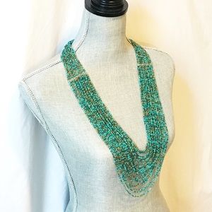 Boho sead bead necklace 💙💚💛