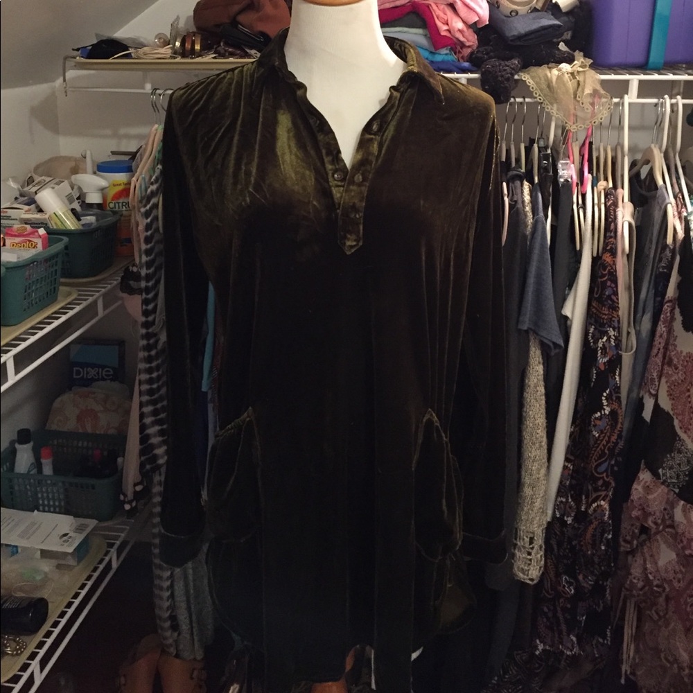 Dark green Velvet Tunic. Free People knock off