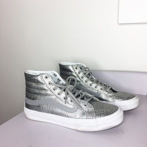 Vans Silver High-Top Sneakers.
