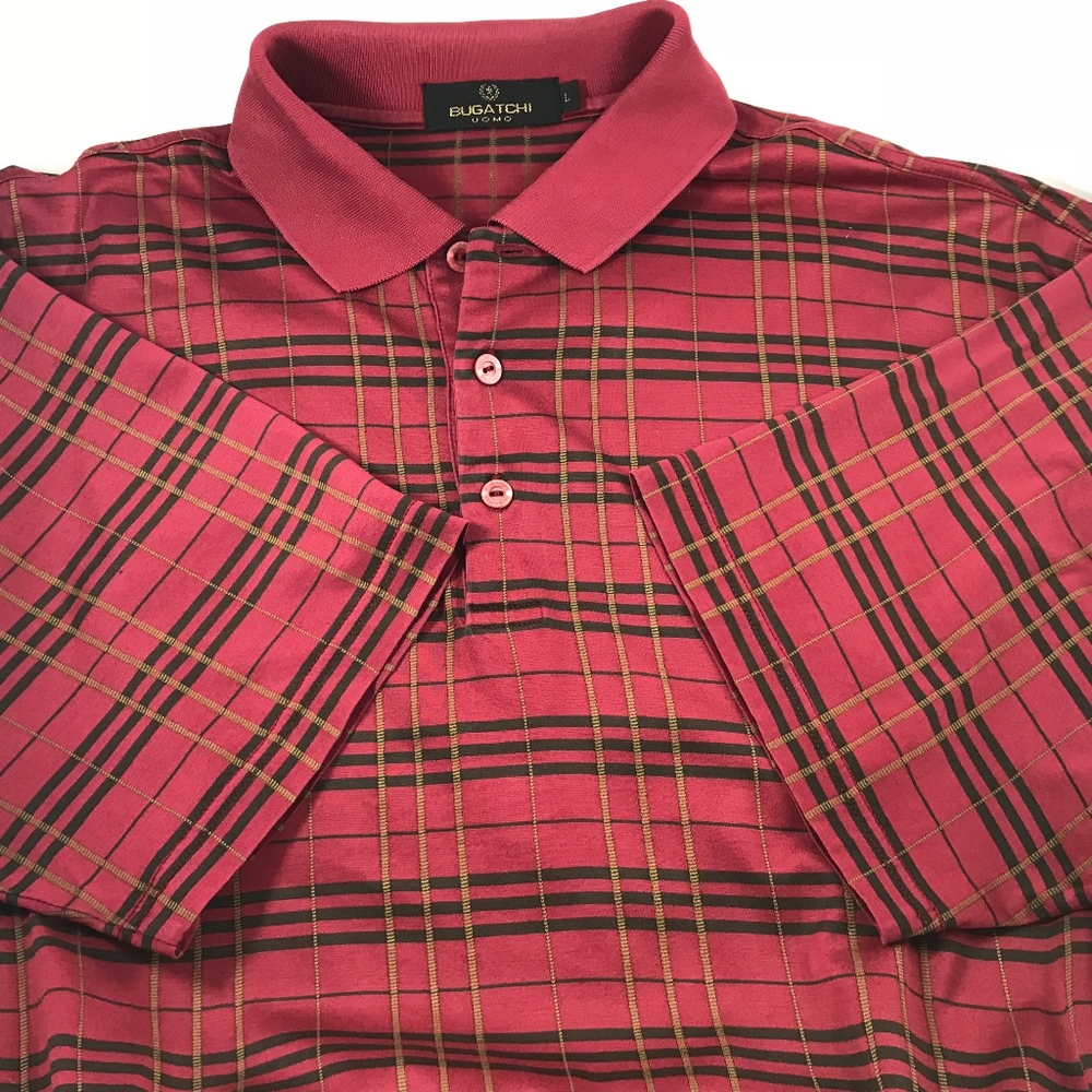 Bugatchi Men's Red Polo Shirt - Large