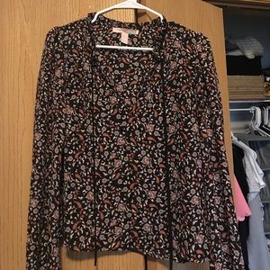 Floral print long sleeve blouse