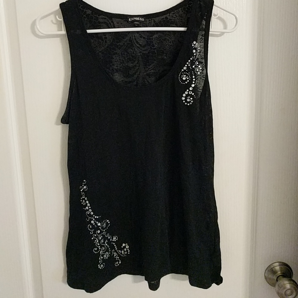 Express Black Rhinestone Embellished Tank Top