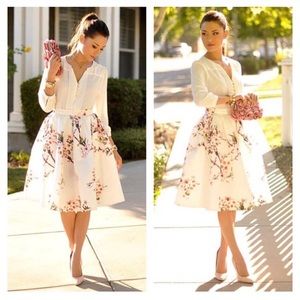 Cherry blossom pleated skirt
