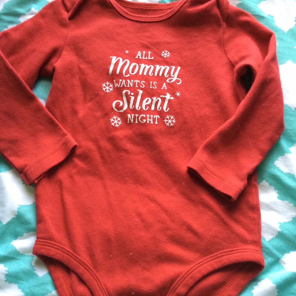 Kids Red Christmas Long Sleeve Onesie Size 24mnths