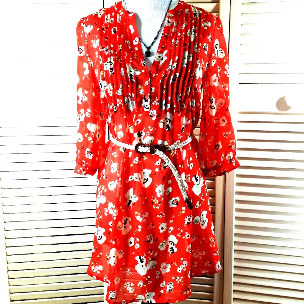 *XXI* Orange blouse w/ white poppies (like new)