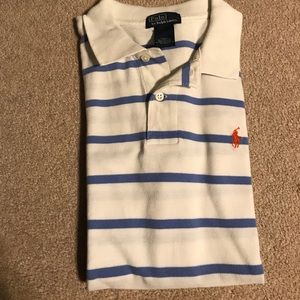 Ralph Lauren polo shirt boys large blue and white