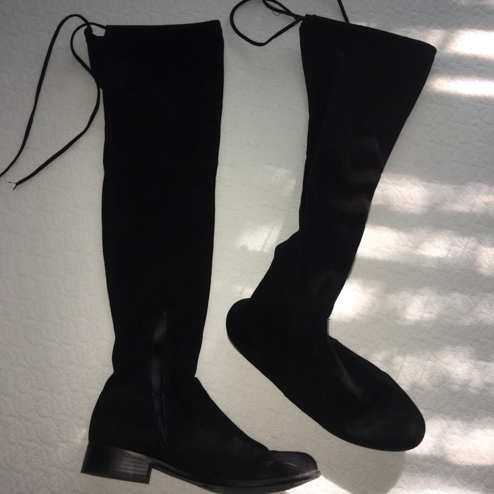 Black Tie-Back Over the Knee Boots Size 8 1/2
