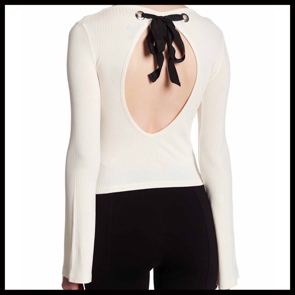 TOPSHOP RIBBON BOW TIE BACK PULLOVER KNIT TOP - Picture 5 of 8