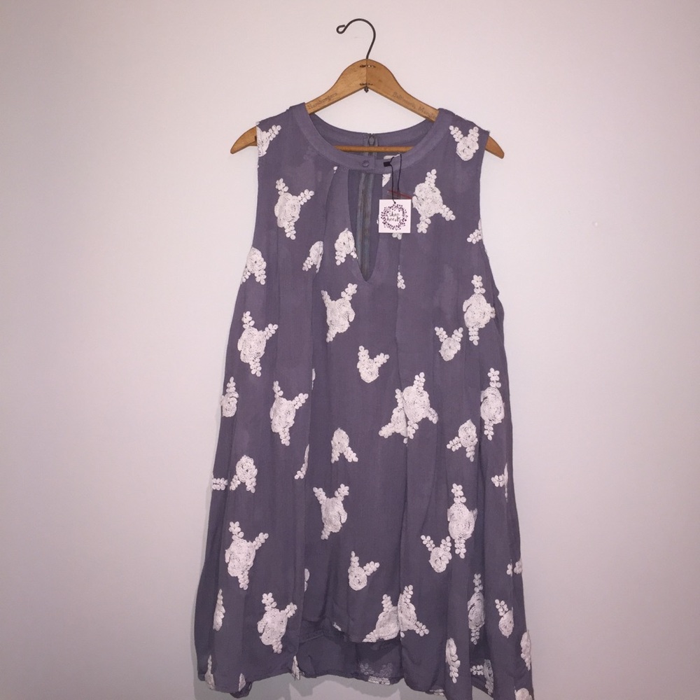 Light blue embroidered shift dress