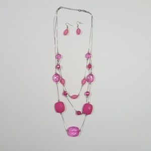 Hot pink necklace set