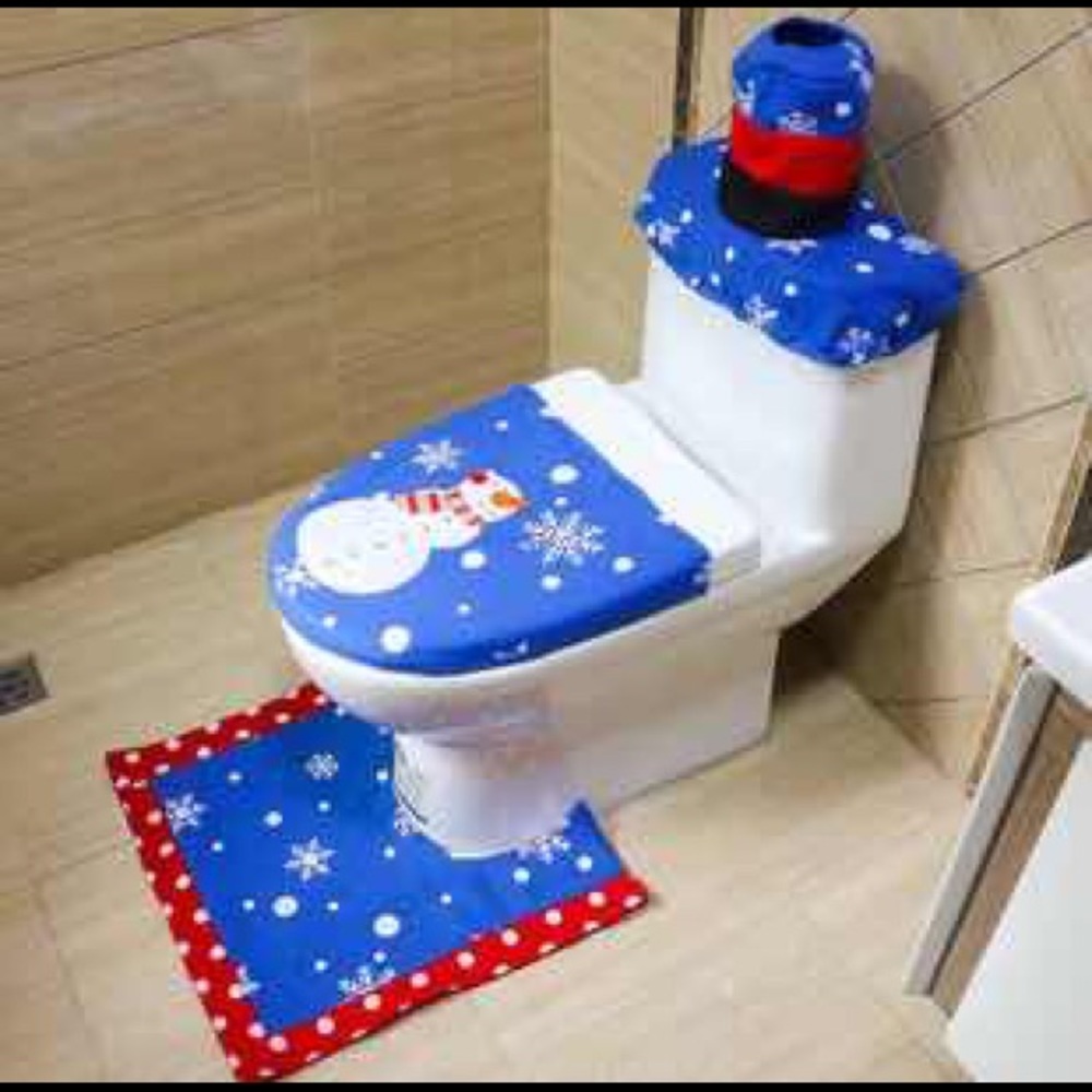 New 3pcs Winter Cute Toilet Cover Set