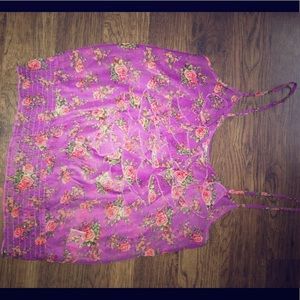 Purple ruffle floral top