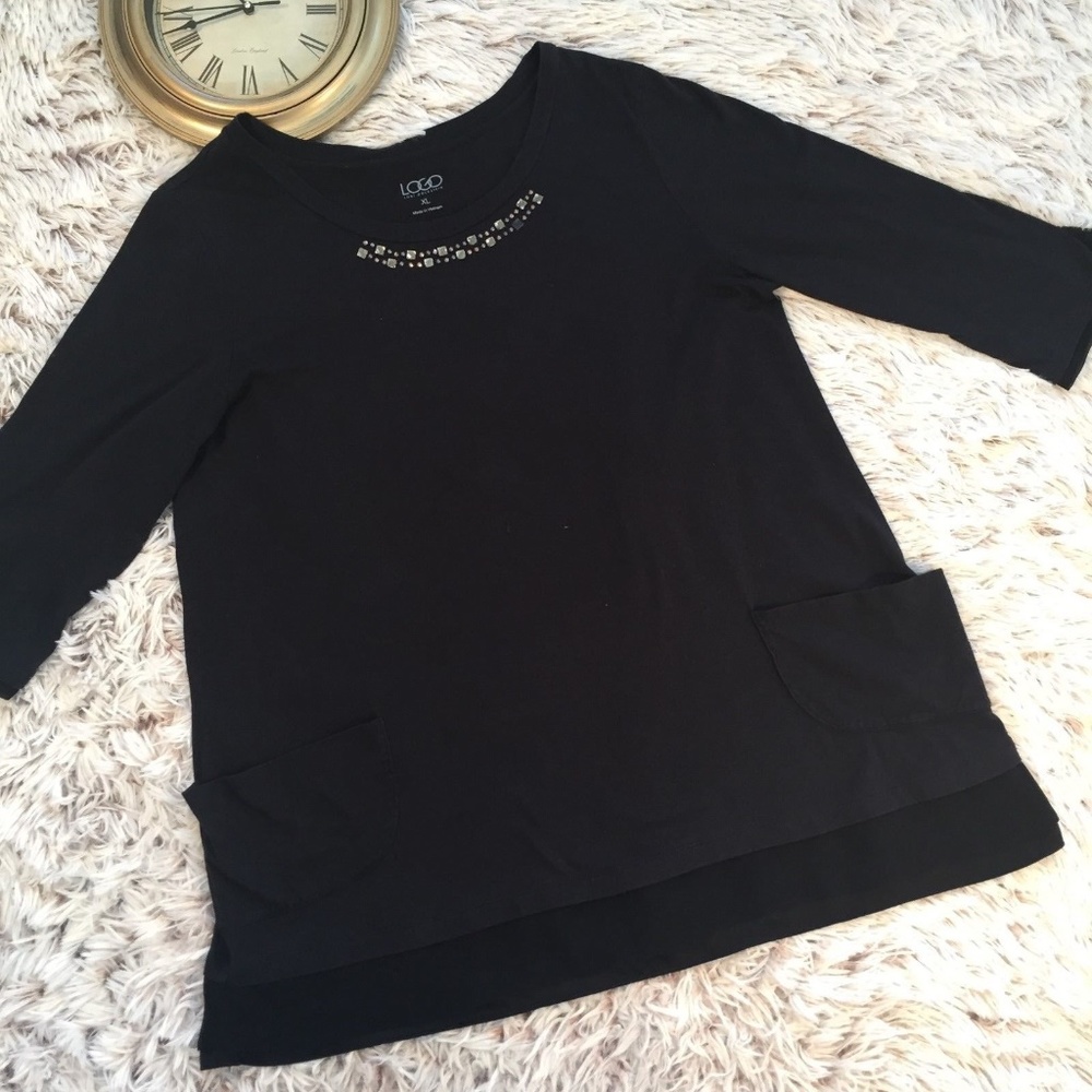 LOGO Lori Goldstein Tunic Shirt Black XL