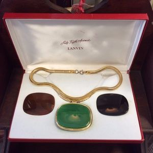 LANVIN Gold Plated Triple Pendant Necklace
