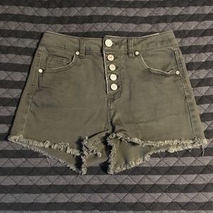 Olive Green High-Rise Shorts