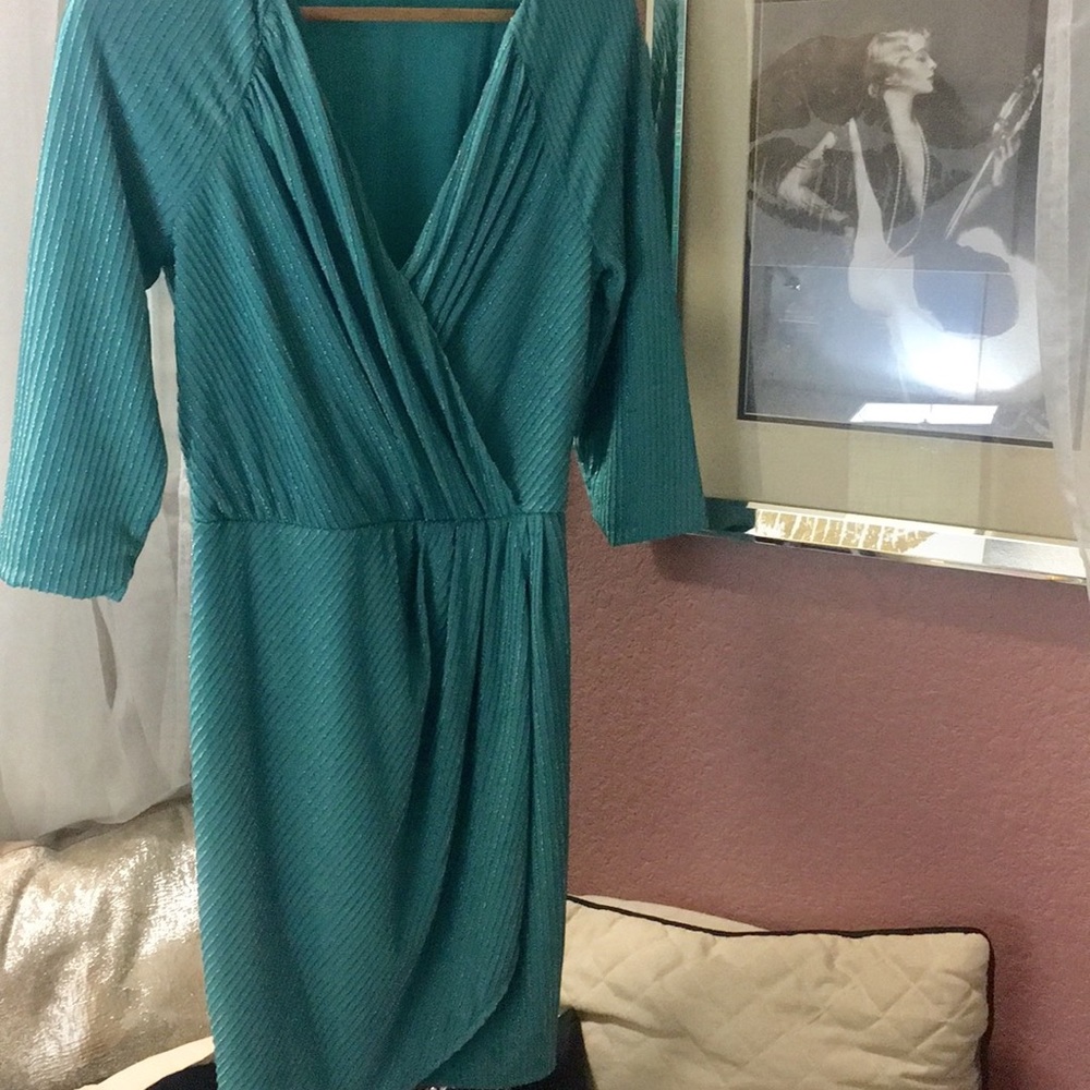 Guess faux wrap dress with silver sparkles