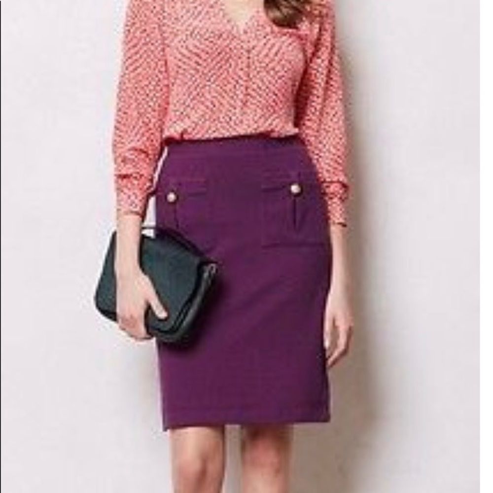 Anthropologie Purple Bonny Pencil Skirt