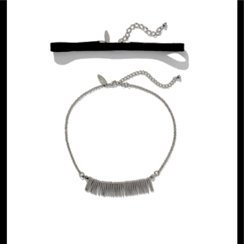 Fringed 2-row choker necklace - Picture 2 of 3