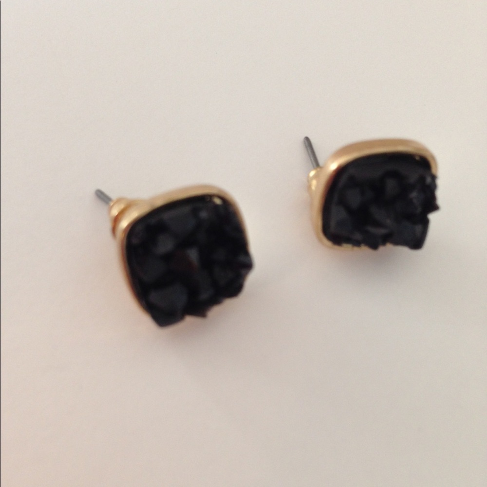 Black Druzy Earrings