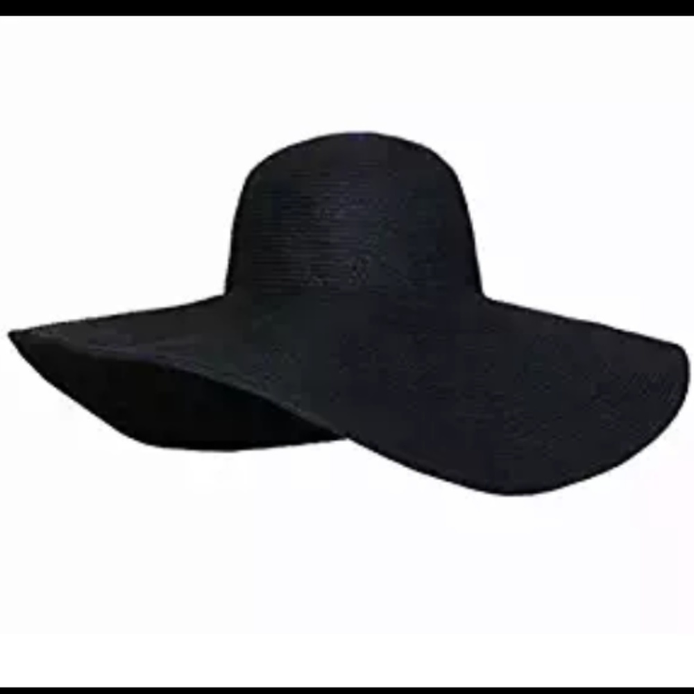 Black Weaved Oversized Beach Hat