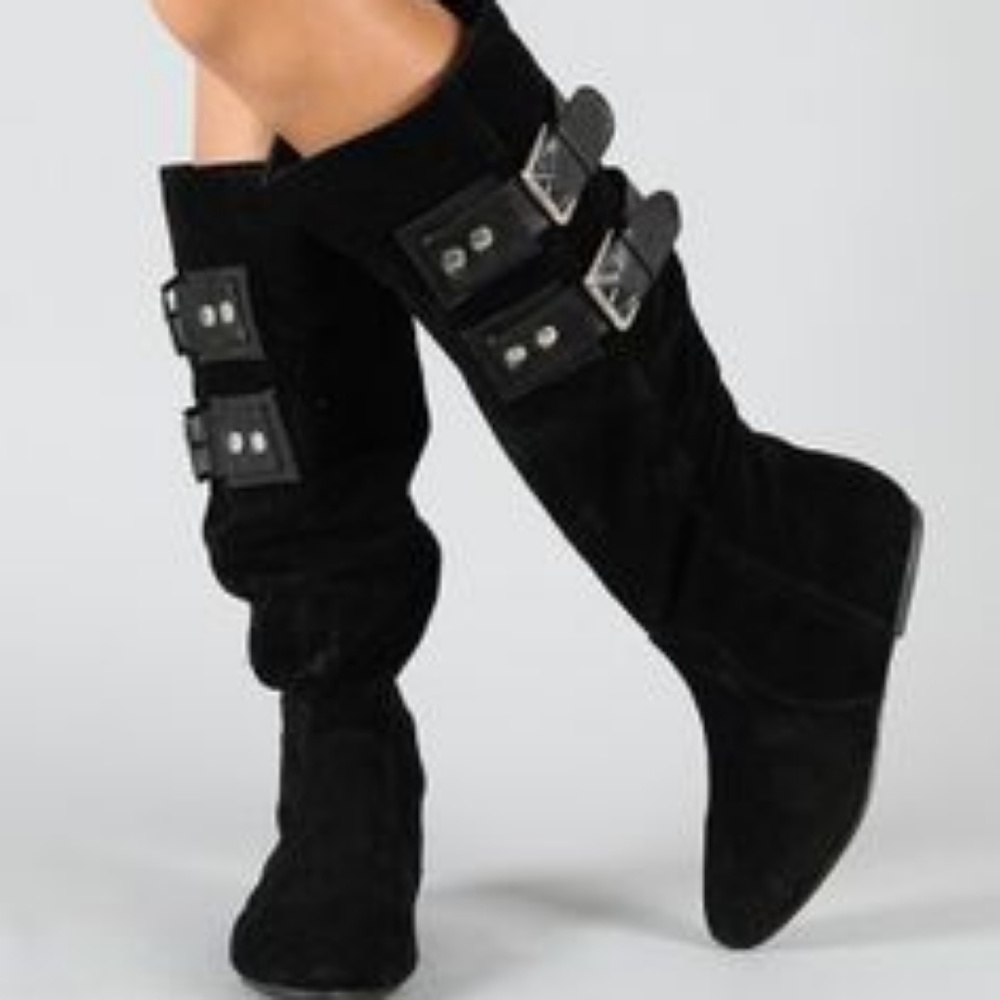 Knee high suede boots (brown)