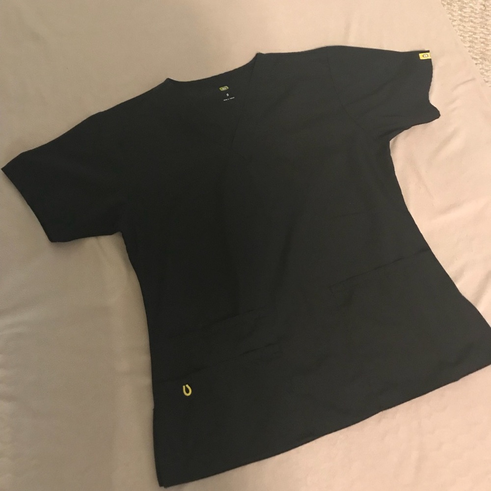 WonderWink Womens Scrubs 5-Pocket V-Neck Black Top